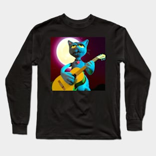 Cat playing guitar 3D Long Sleeve T-Shirt